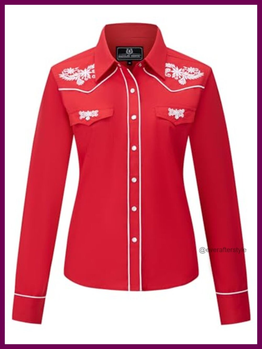 Embroidered Western Cowboy Snap Front Button Down Shirt